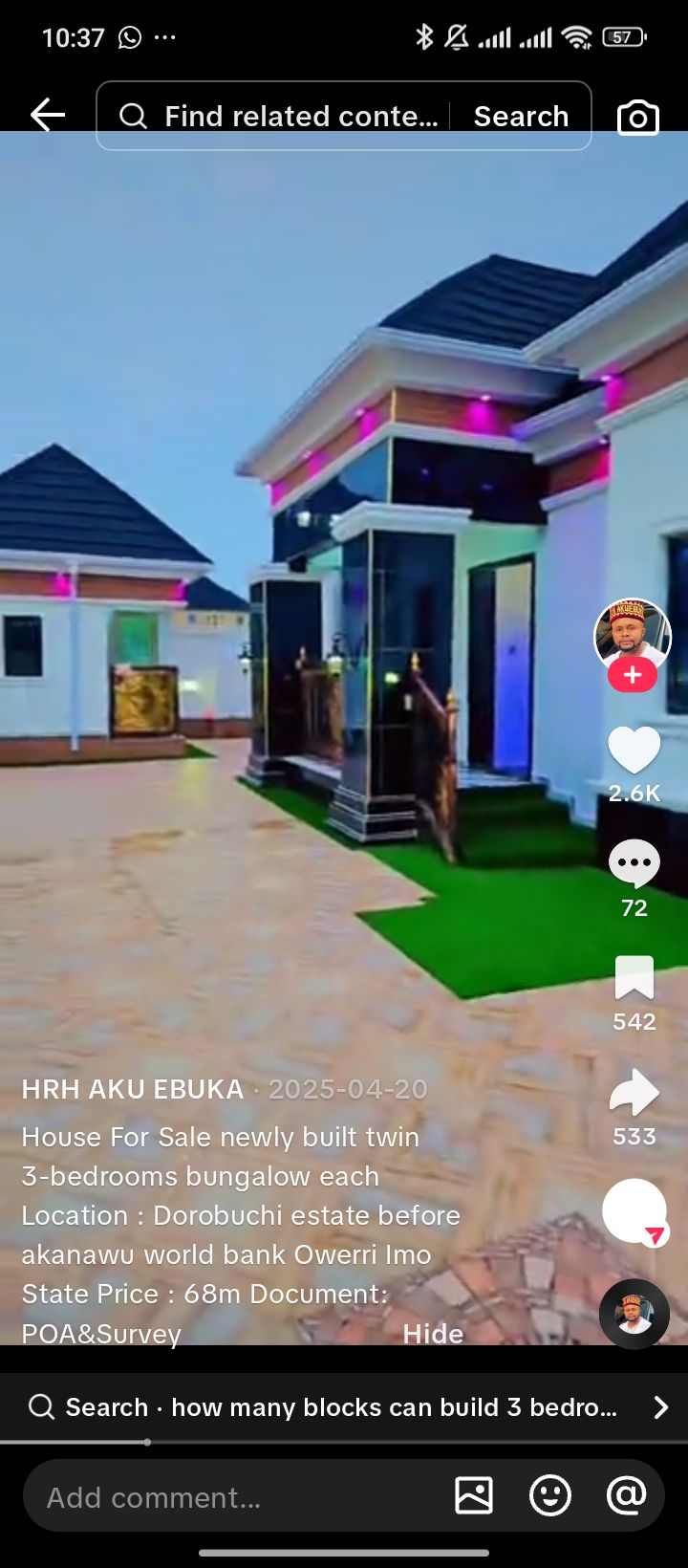 3 bedroom bungalow in anyigba